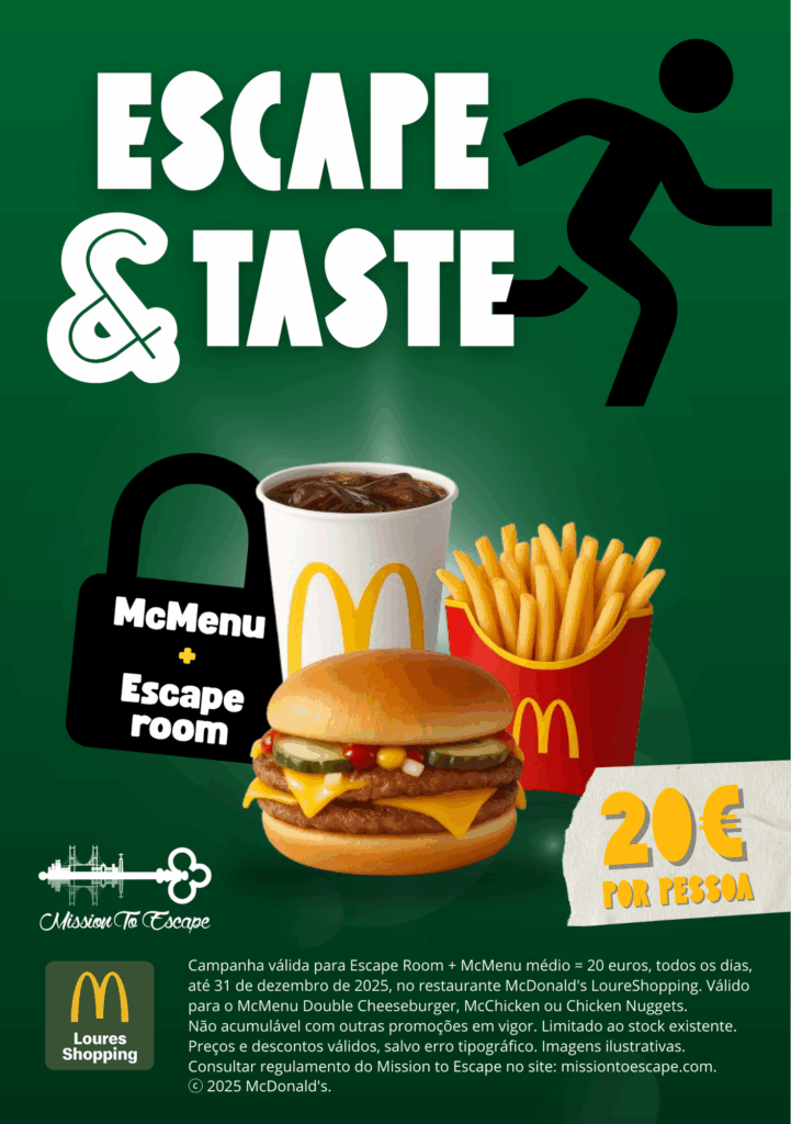 Mission To Escape e McDonald’s LoureShopping lançam parceria exclusiva: Escape & Taste