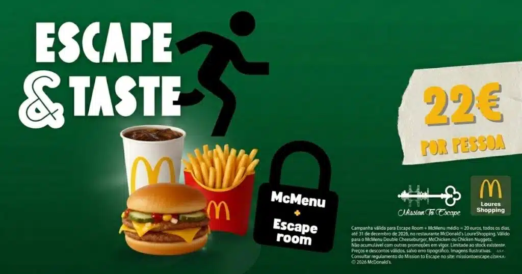 Mission To Escape e McDonald’s LoureShopping lançam parceria exclusiva: Escape & Taste escape and taste